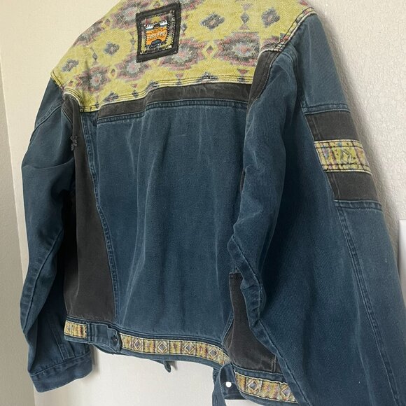 Code Zero Bomber Jean Jacket w Southwestern Design - Women's Large - Picture 3 of 5